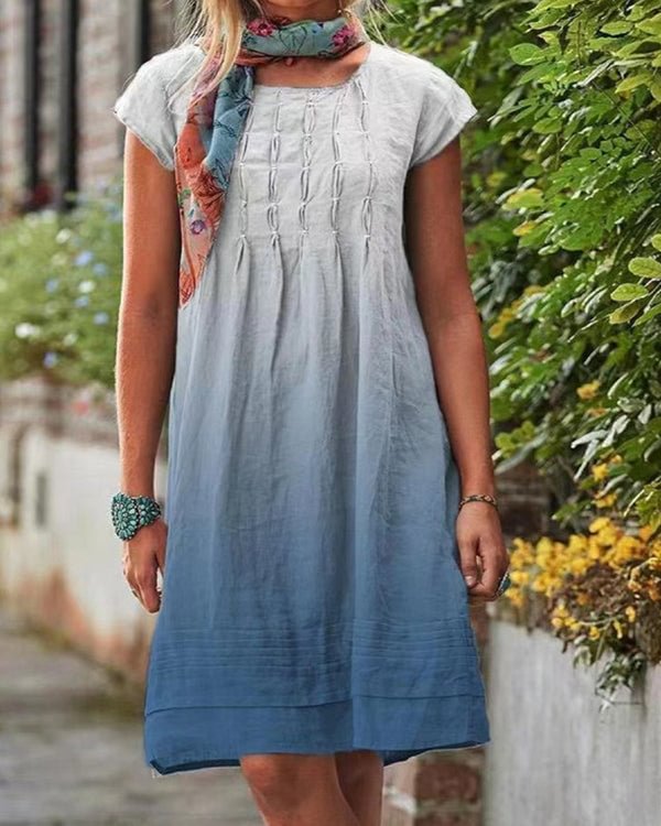 Cotton Linen Short Sleeve Loose Dresses