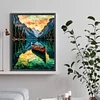 Diamond Painting-DIY Full Round Drill Lake And Boat