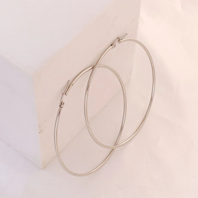 Minimalist Pentagram Oval Flower 304 Stainless Steel Stainless Steel Earrings