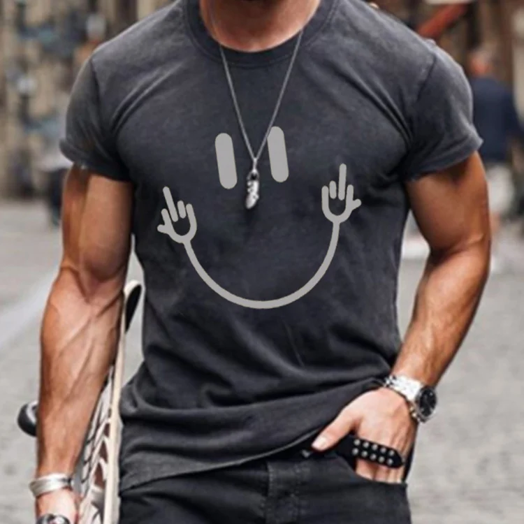 Fashion Casual Smile Print T-shirt
