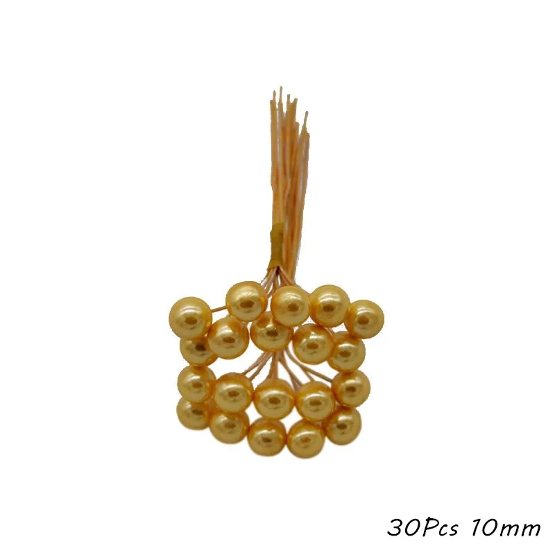 Gold Artificial Flower Cherry Stamen Berries Flower Wreath Decorative Cake Gift Box Wedding Decor Christmas Decoration for Home