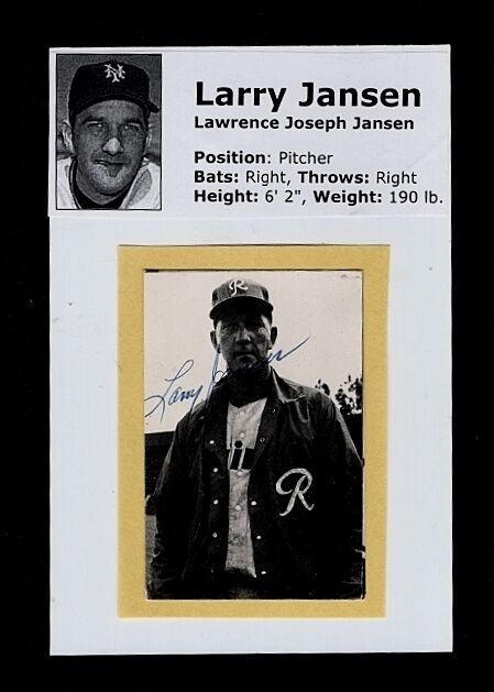 1957 -PCL- LARRY JANSEN-SEATTLE RAINIERS AUTOGRAPHED Photo Poster painting-EX.- (d.2011)