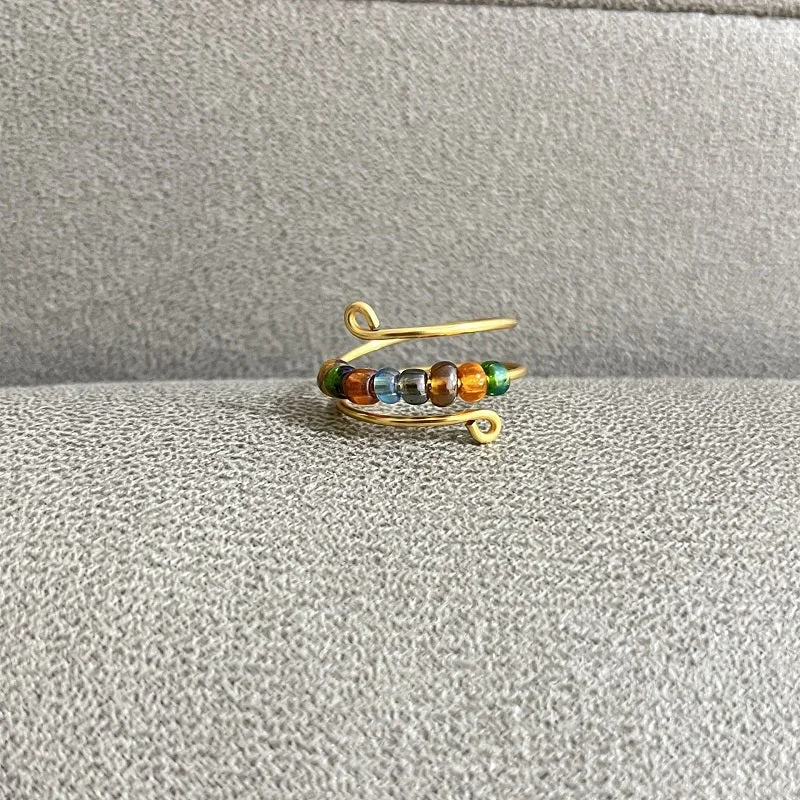Rainbow Beads Fidget Ring