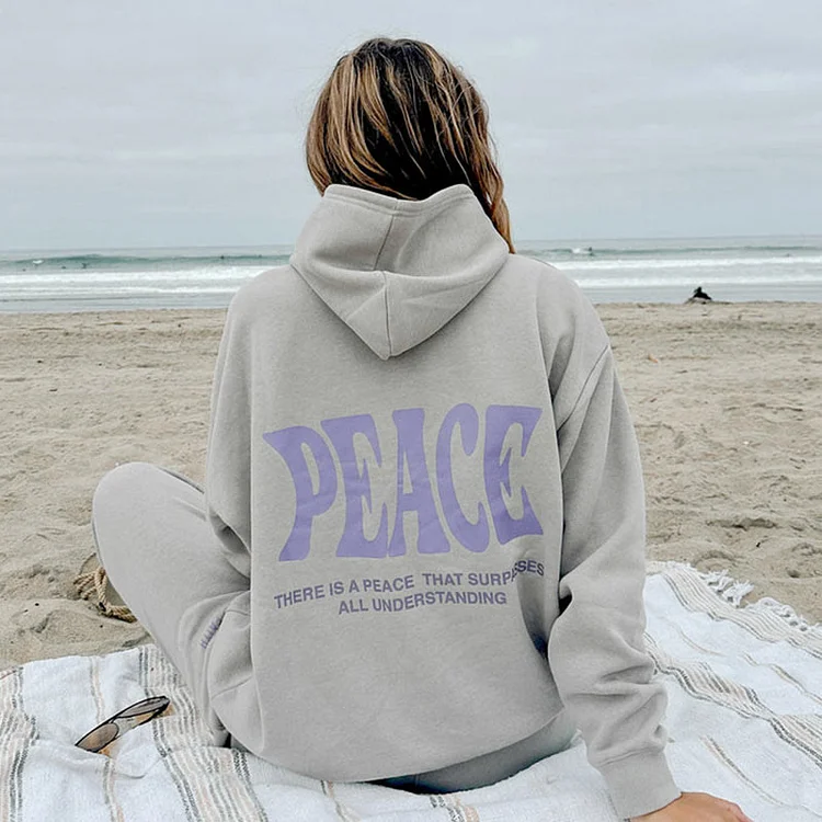 Sopula Peace Print Long Sleeve Hoodie