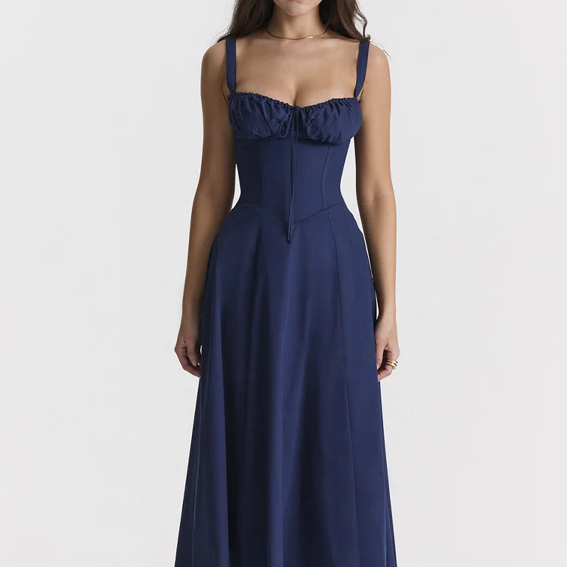 Uveng Uveng New Women's French Floral Dress Lady Slit Big Place Suspenders Winter Dress Female