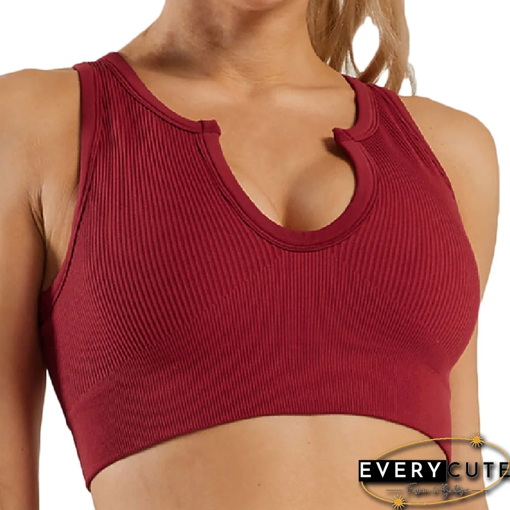 Wine Red Seamless Sleeveless Sports Vest Bra