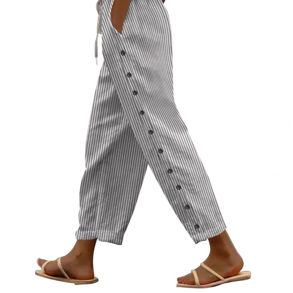 Loukisht cargo pants outfits women  Vertical Stripe Design Pants Slimming Vertical Stripe Women's Casual Pants with Adjustable Drawstring Waist Pockets Elastic Pants
