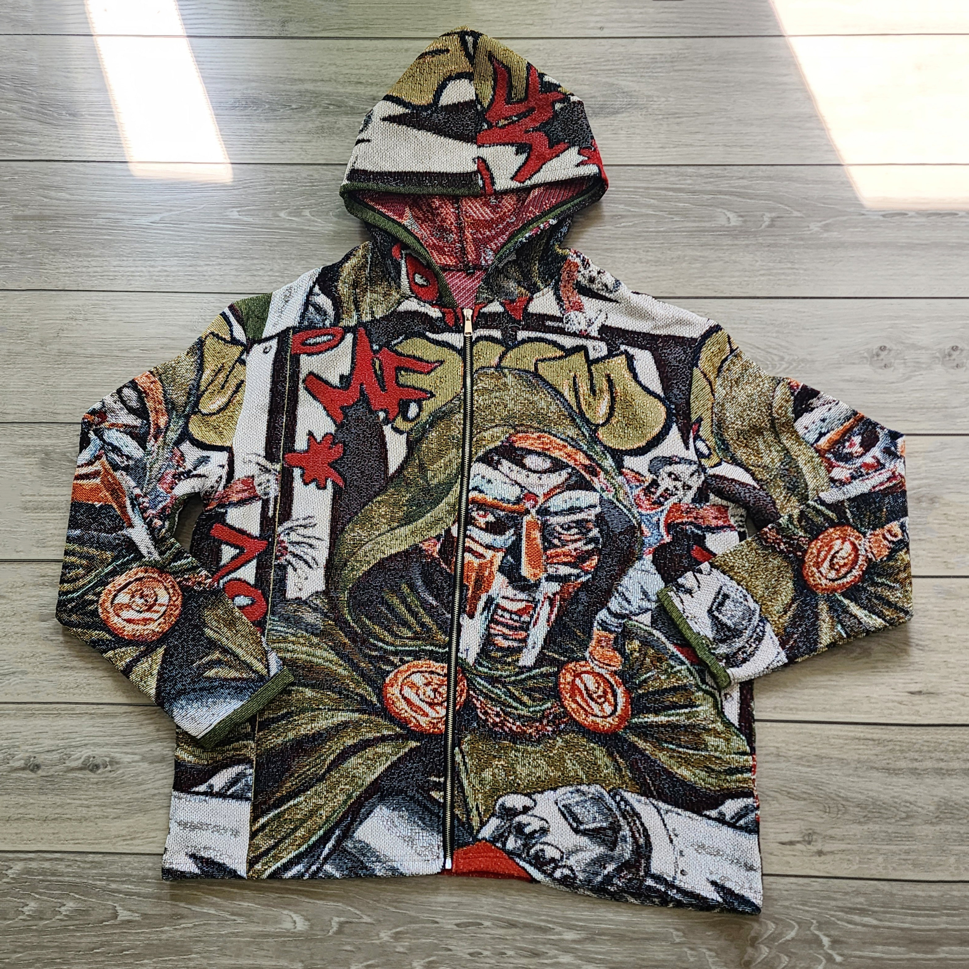 Hip Hop Rap Tapestry Zip-Up Hoodie