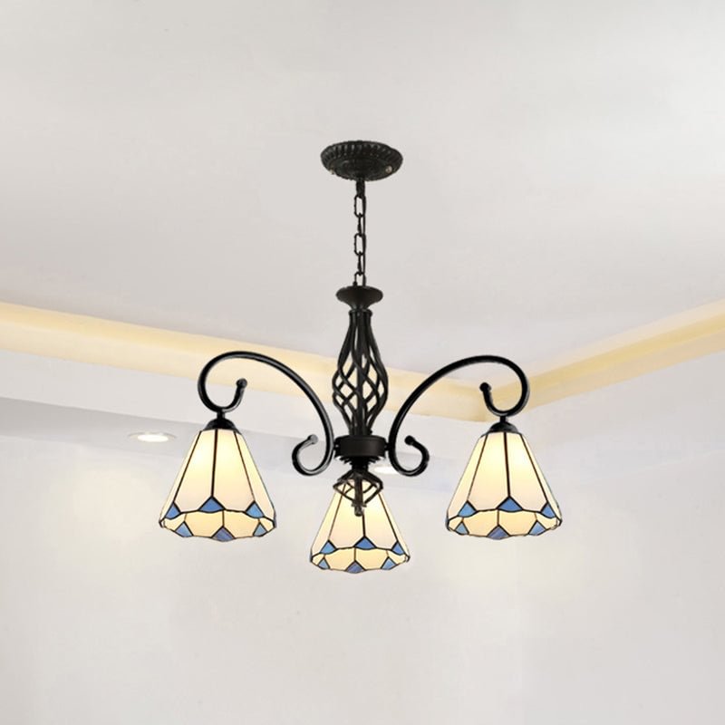 Stained Glass Tiffany Chandelier Light Living Room Ceiling Hanging Light with 12" Adjustable Chains