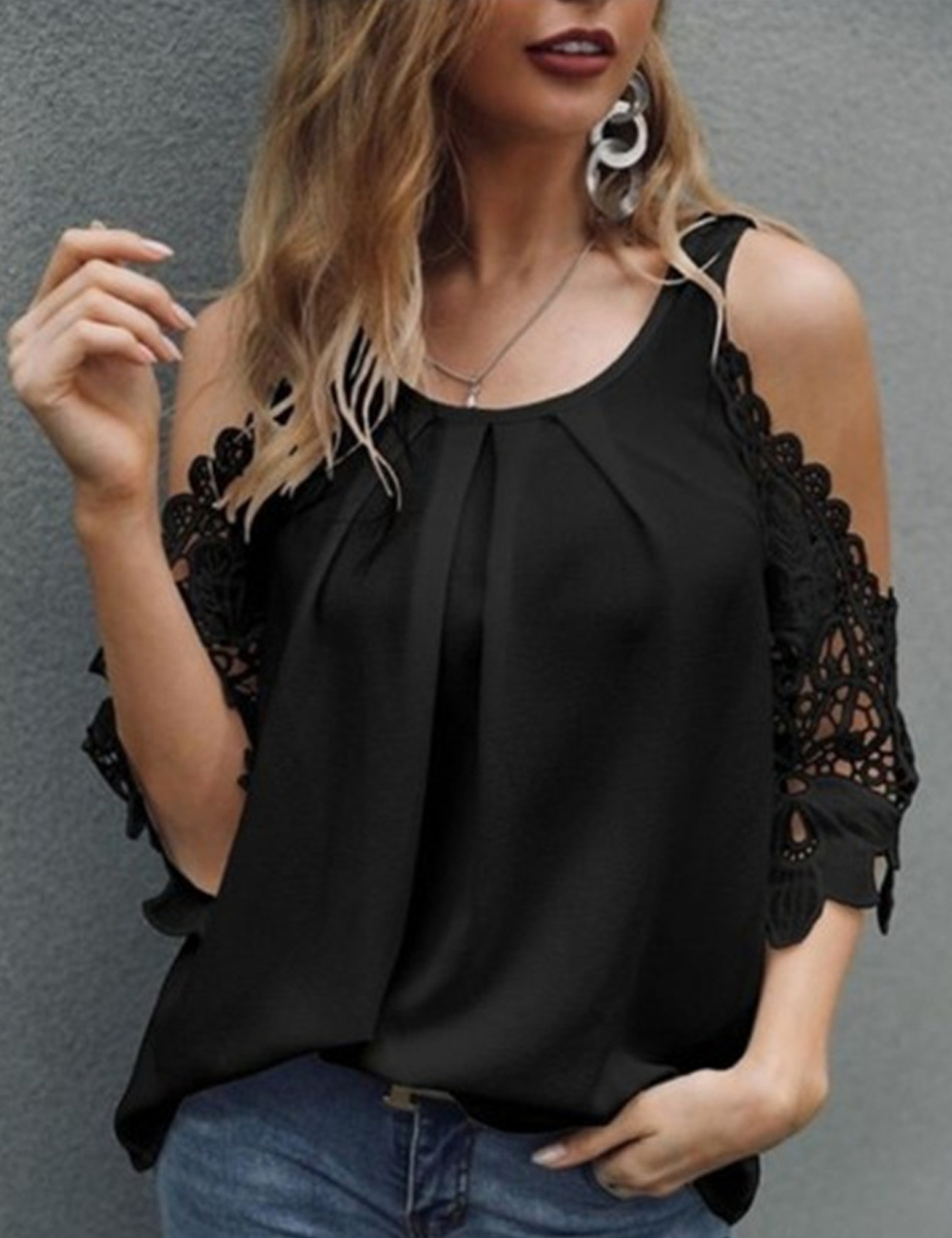 Cold Shoulder Cut Out Blouse