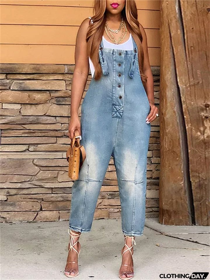 Fashion Relaxed Hard-wearing Ladies Denim Jumpsuits
