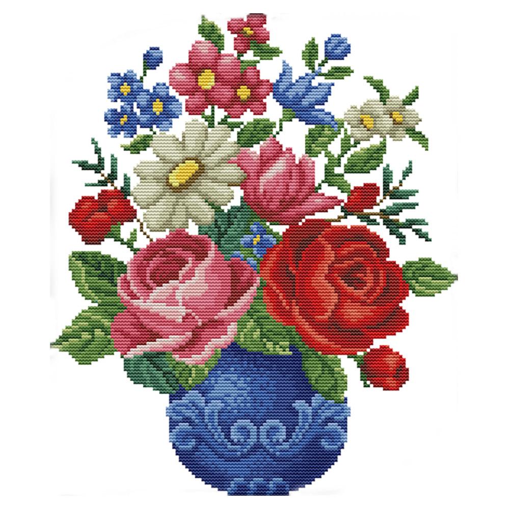 

Contending For A Vase - 14CT Stamped Cross Stitch - 34*30cm, 501 Original