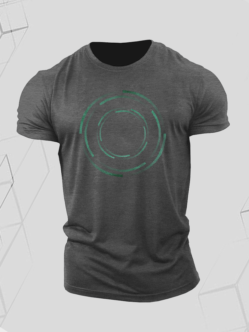 Men's Geometric Abstract Wormhole Short-Sleeved Shirt