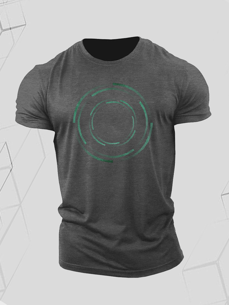 Men's Geometric Abstract Wormhole Short-Sleeved Shirt in  mildstyles