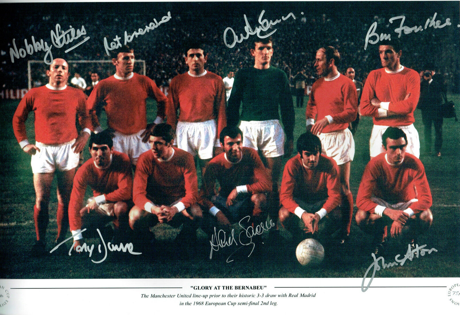 Multi Signed 1968 Manchester United Squad 18x12 Autograph Photo Poster painting AFTAL COA RARE