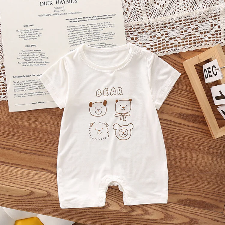 Baby Boy/Girl Animal Graphics Short Sleeve Pullover Romper