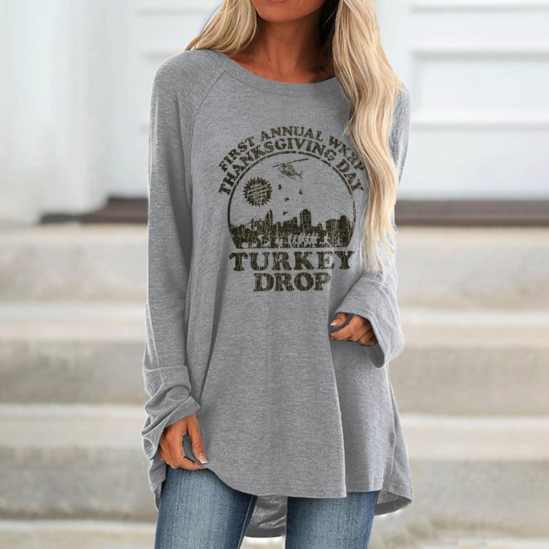 First Annual Wkrp Thanksgiving Day Printed Long Sleeve T-shirt