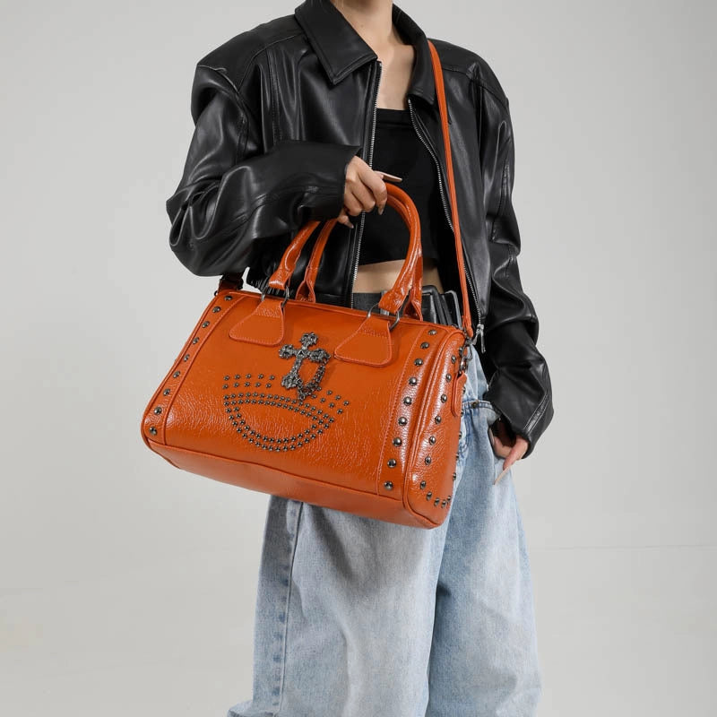 Women’s Pu Leather Cross Vintage Style Square Zipper Handbag Crossbody Bag