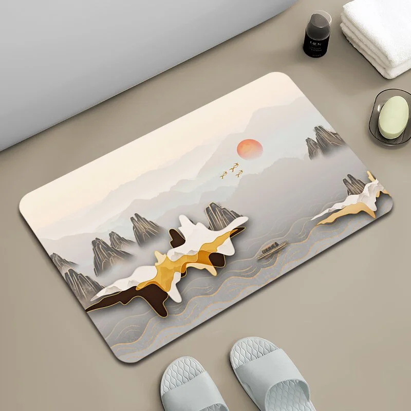 Athvotar Bath Mat Bathroom Carpet Water Absorption Non-slip Absorbent Diatom Mud Soft Washable Rug Toilet Floor Mat Home Textile