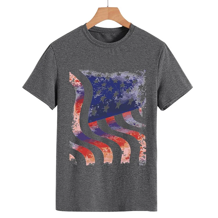 USA Flag Round Neck T-shirt-018147