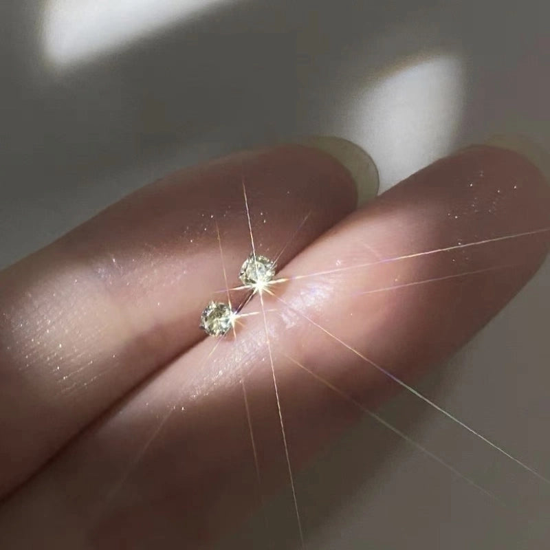 1 Pair 925 Sterling Silver Rhinestones Geometric Earrings