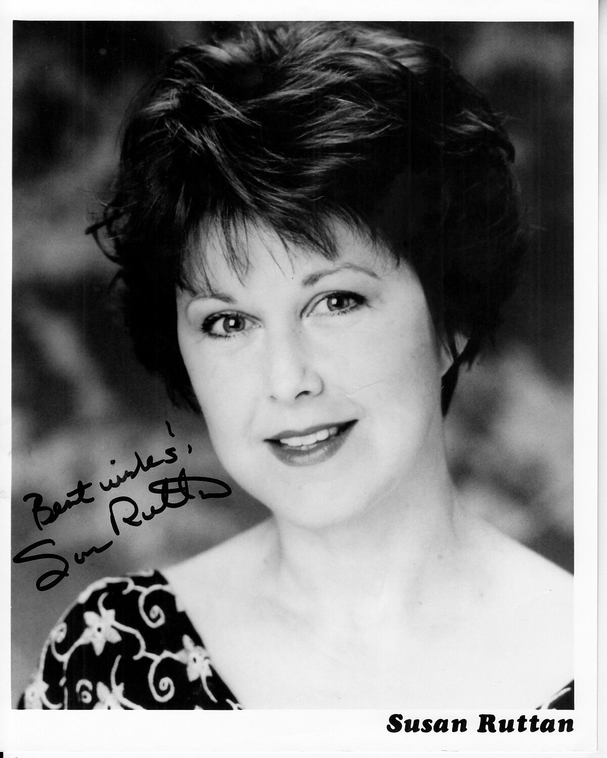 SUSAN RUTTAN hand-signed L.A. LAW 8x10 w/ uacc rd coa ROXANNE PRETTY B/W CLOSEUP