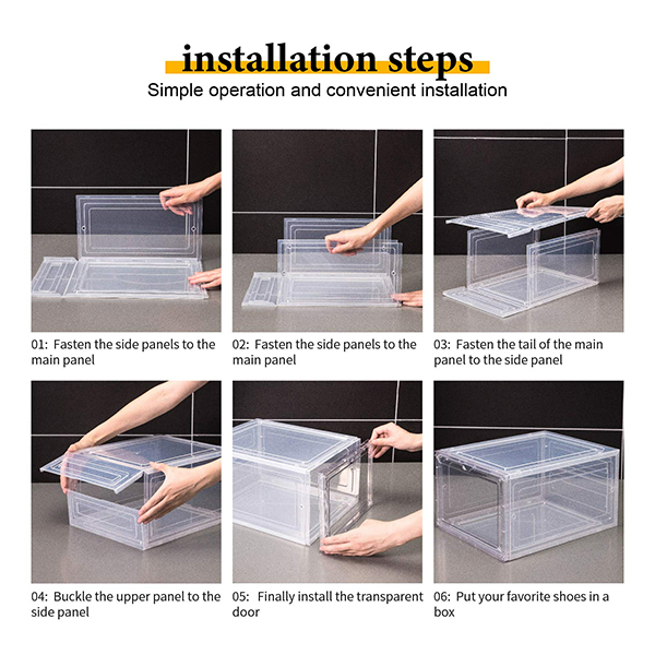 Saker Magnetic Stackable Plastic Shoe Box