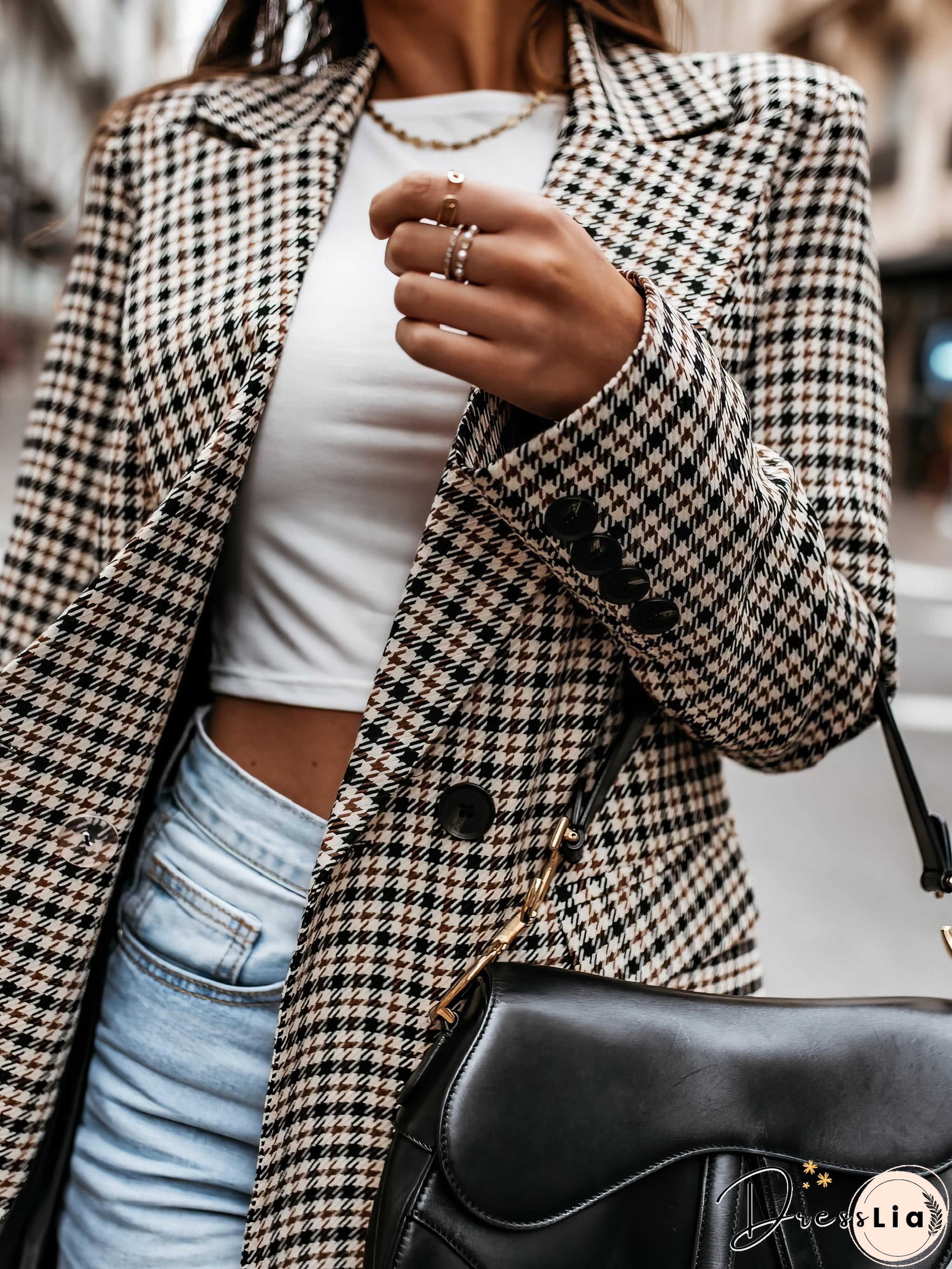 Brown and Black Glen Plaid Blazer