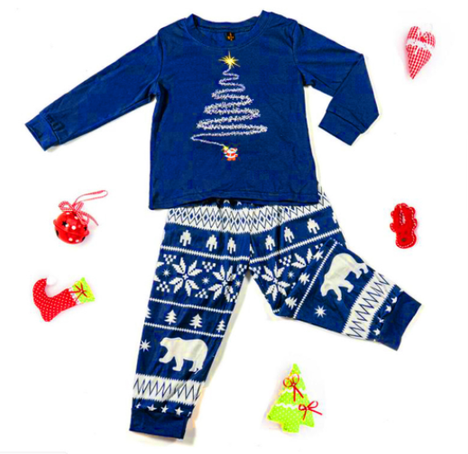 Family Matching Red Christmas Tree Suits Family Look Pajama Set
