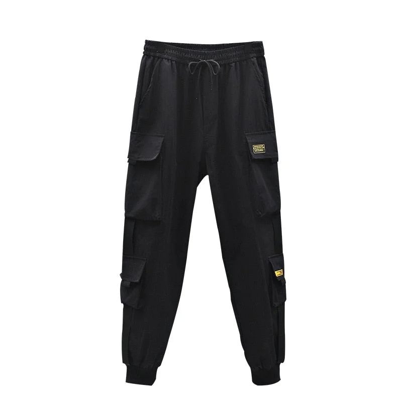 2021 Ribbons Men Jogger Sweatpants Men's Cargo Pants Streetwear Hip Hop Casual Black Harem Pants Male Harajuku Fashion Trousers