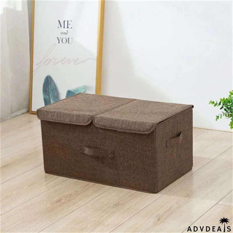 Foldable Storage Box With Double Lids And Compartments
