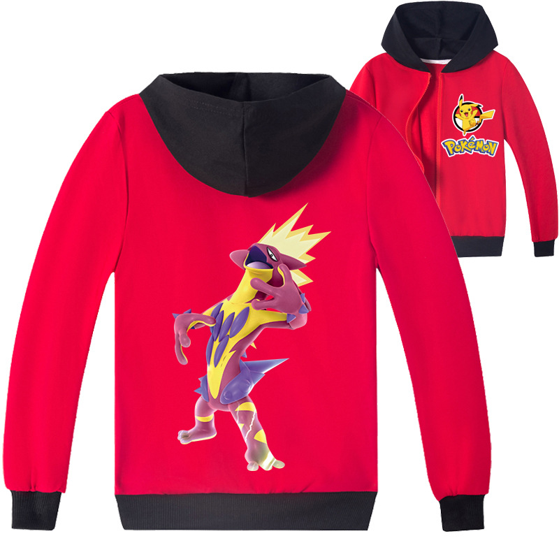 Mayoulove Pokémon Zipper Jacket - Cute Pikachu Design for Kids - Soft and Comfortable Material - Suitable for Boys and Girls Aged 4-12 - Perfect for Casual Wear and Outdoors-Mayoulove