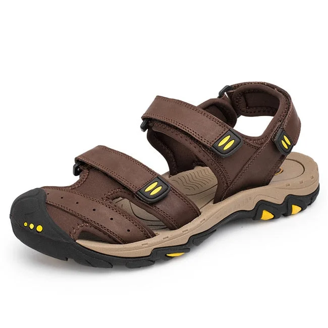 MIXIDELAI New Fashion Summer Outdoor Beach Breathable Men Sandals Genuine Leather Men's Sandal Man Causal Shoes Plus Size 39-47