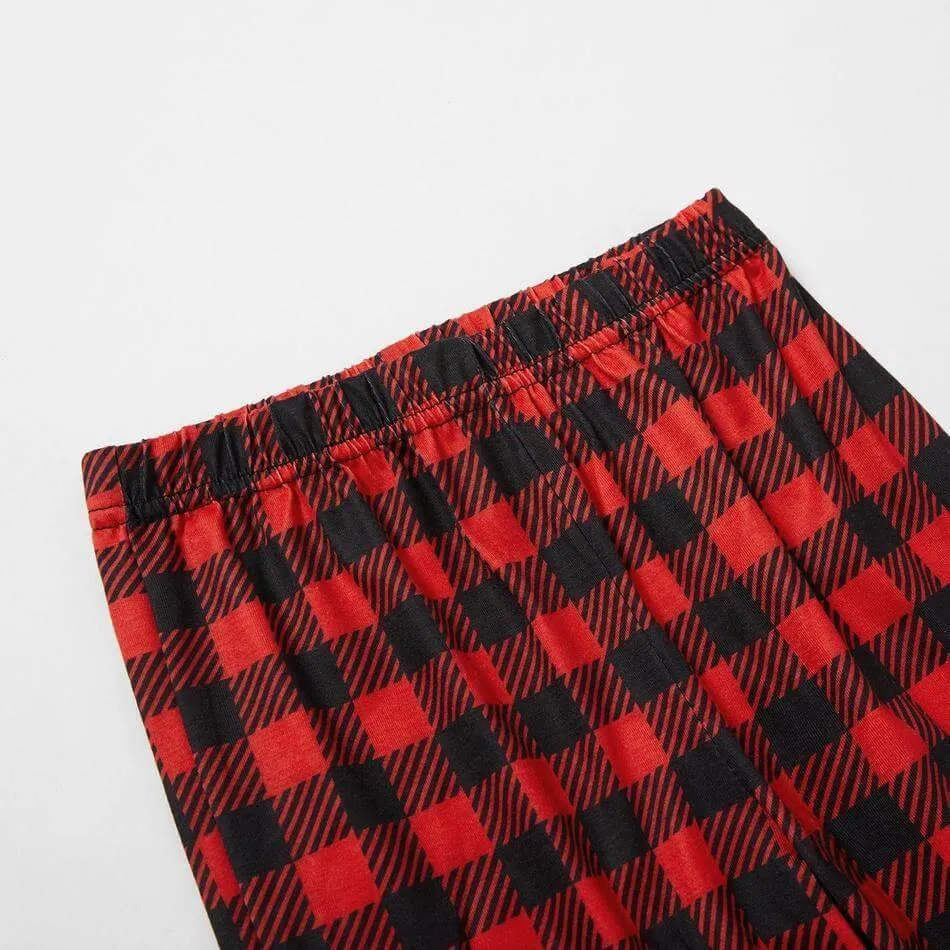 Christmas Letter Print Plaid Design Family Matching Pajamas Set