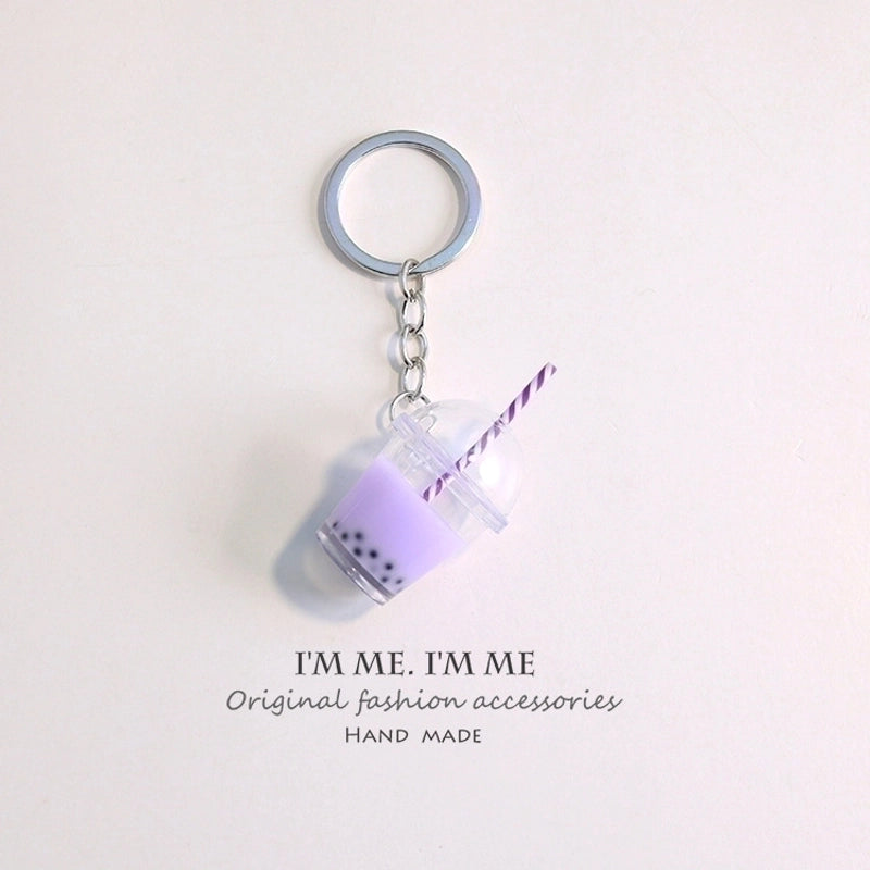 Minimalist Milk Tea Plastic Bag Pendant Keychain