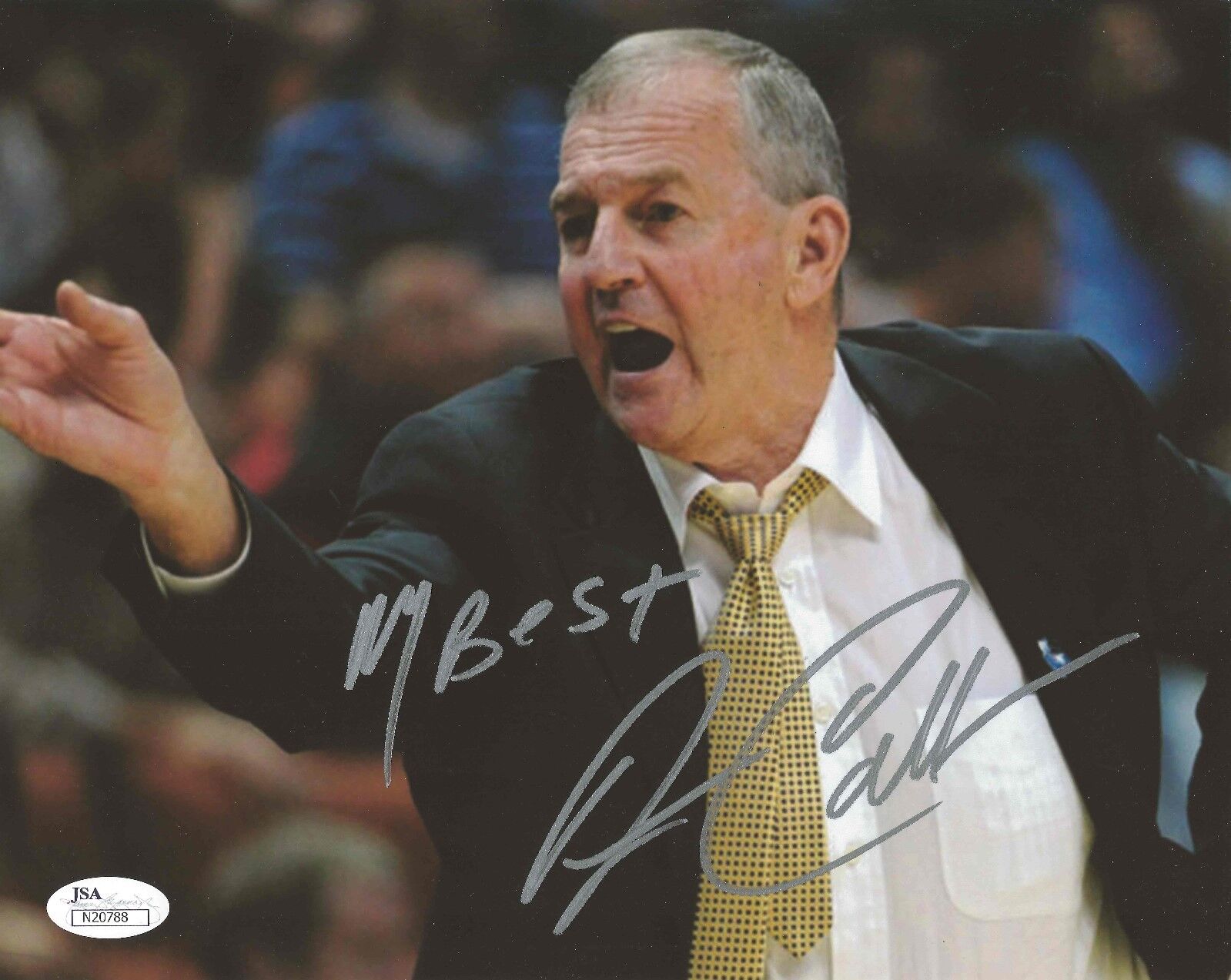 Jim Calhoun REAL hand SIGNED 8x10 Photo Poster painting JSA COA #3 NCAA Connecticut Coach HOF