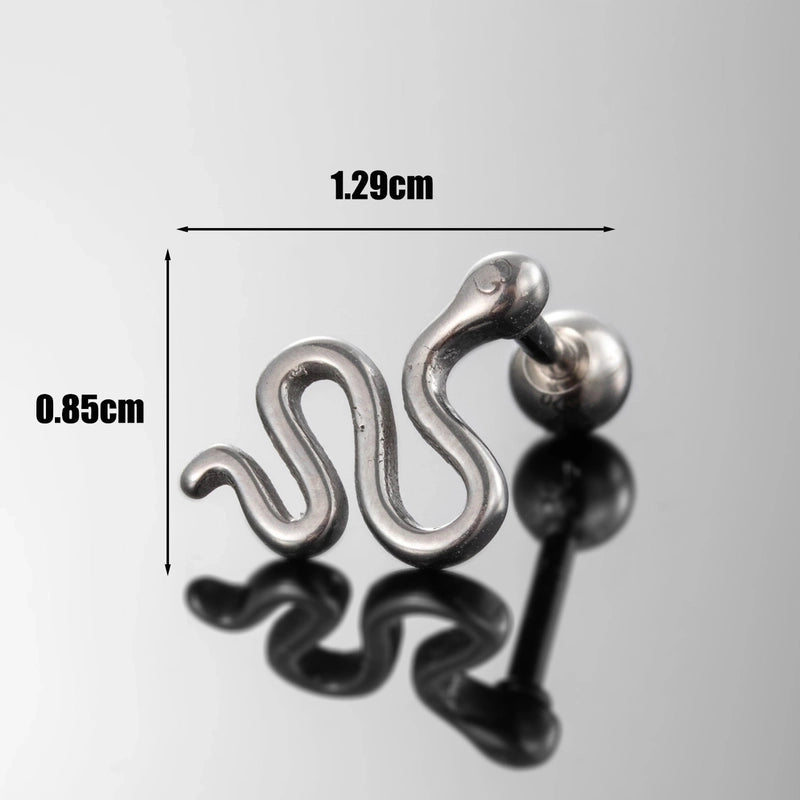 1 Piece Hip-Hop Rock Cool Style Snake 316 Stainless Steel Ear Studs