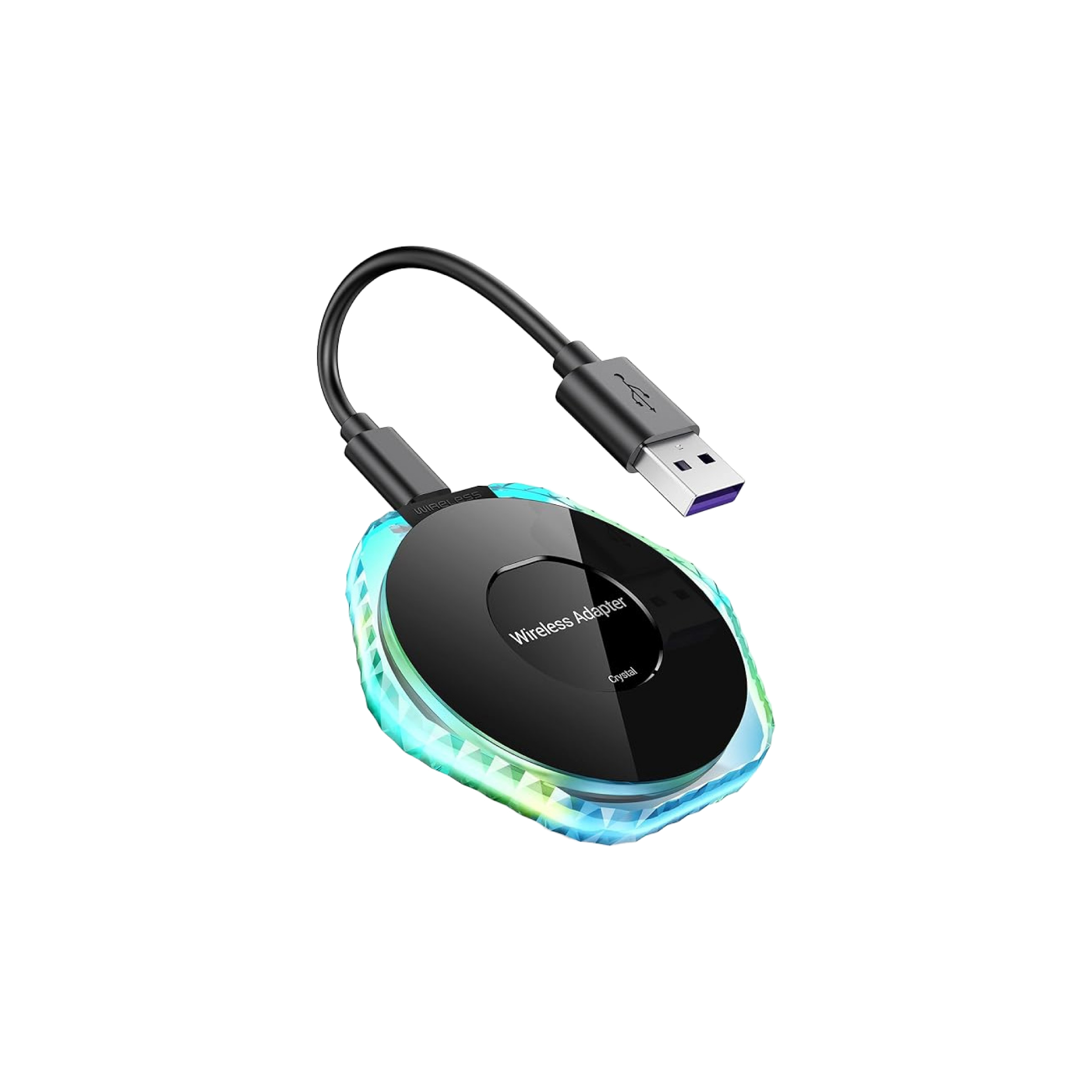 KOASON 2-in-1 USB CarPlay and AndroidAuto Crystal Design Wireless Adapter Plug and Play