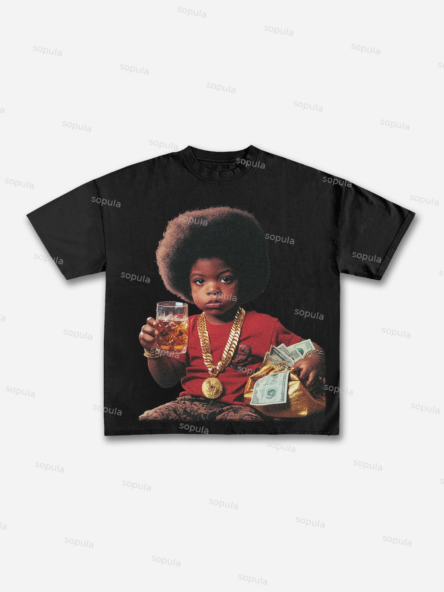 Money Honor Boy Print Cotton T-shirt - Sopula｜Premium Graphic Tees & Graphic Clothing