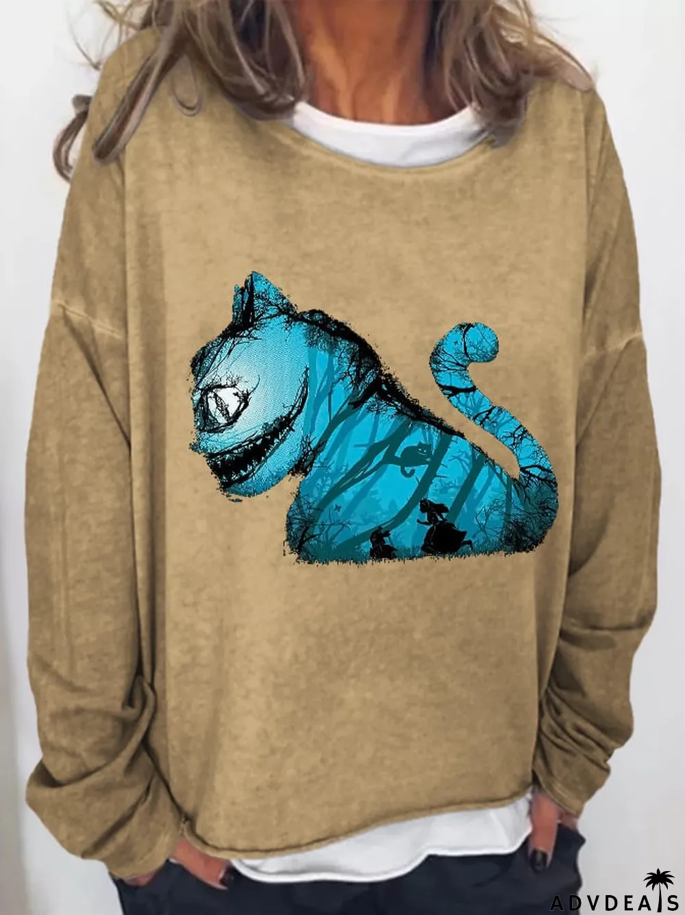 Retro Halloween Cat Print Sweatshirt