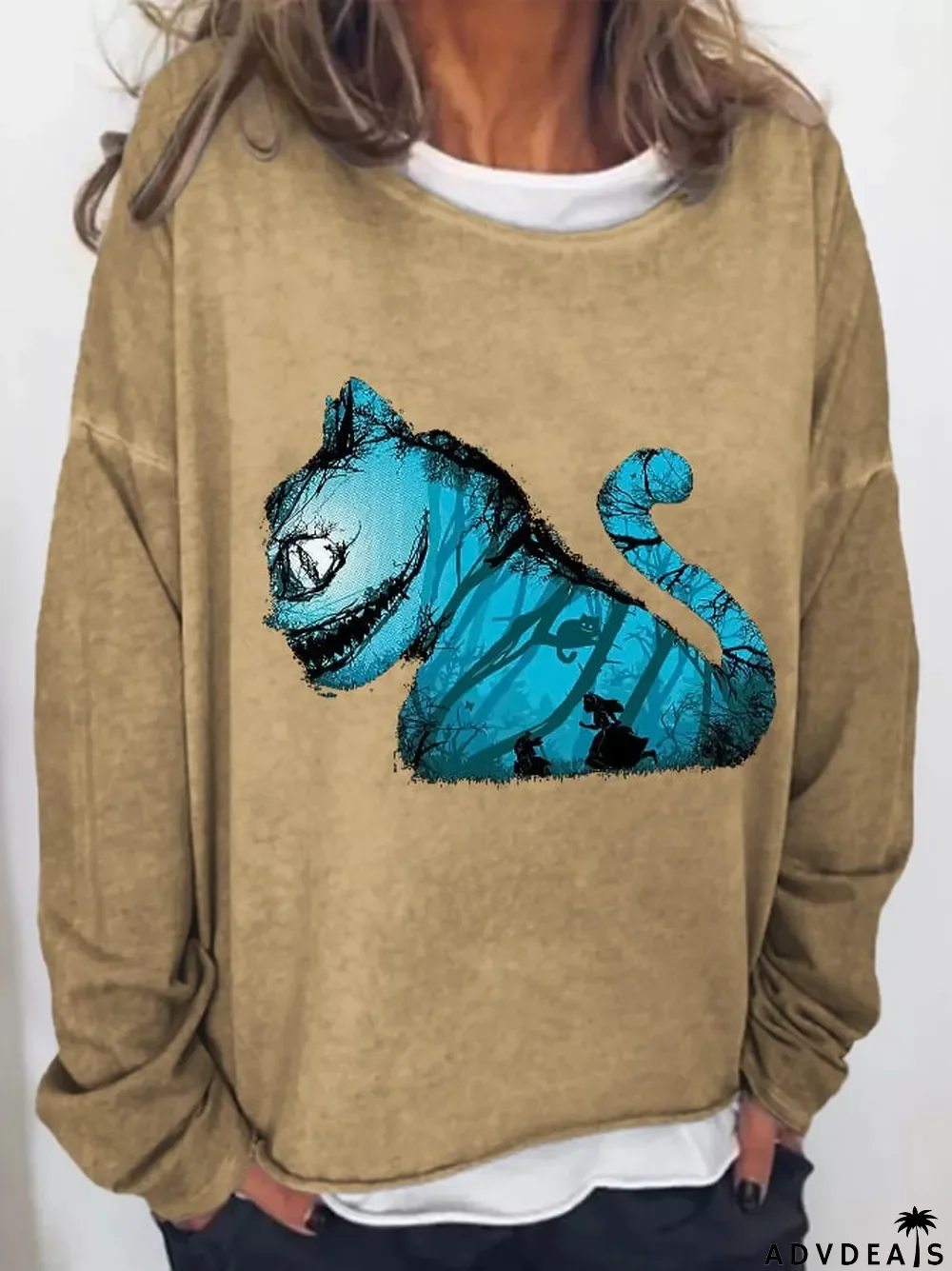 Retro Halloween Cat Print Sweatshirt