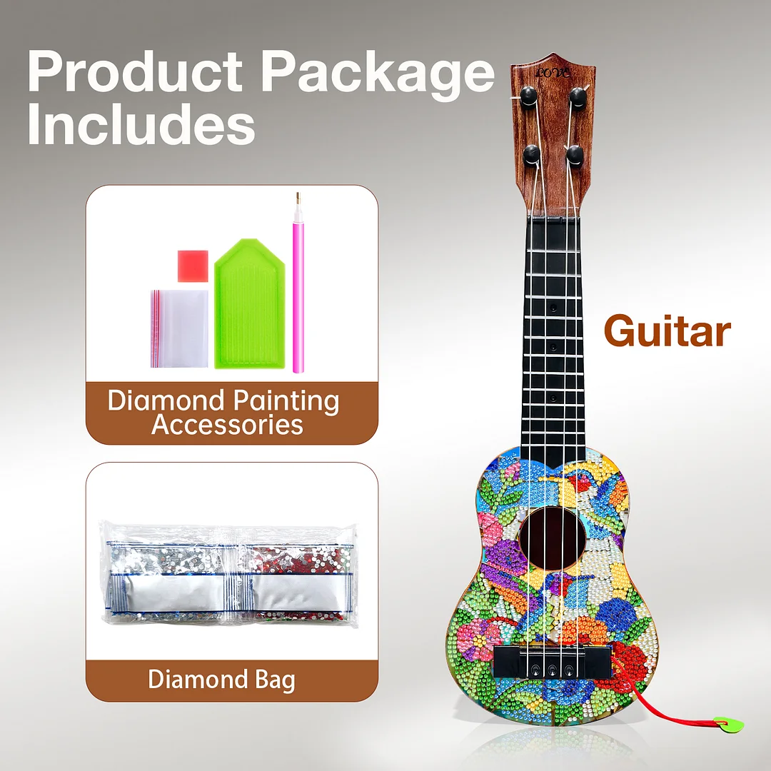DIY Wooden Guitar Diamond Art Ornament Unique Gifts for Musicians (Hummingbird)
