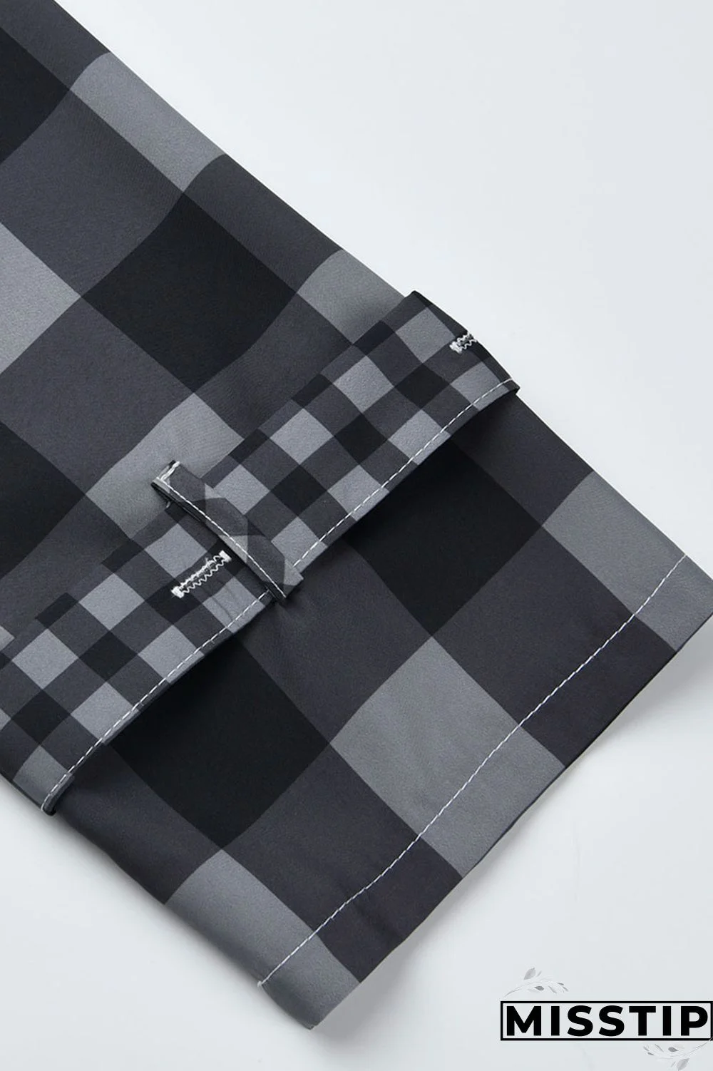 Deep Blue Casual Plaid Print Patchwork Buckle Turndown Collar Shirt Dress Dresses