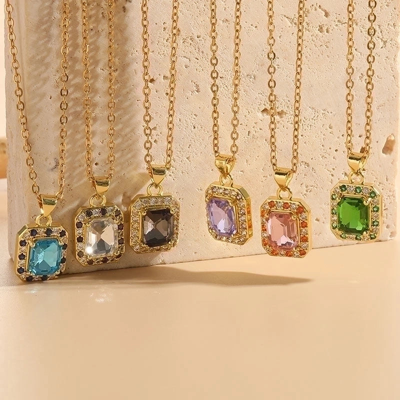 Sweet Streetwear Geometric Stainless Steel Brass 14k Gold Plated Zircon Pendant Necklace In Bulk