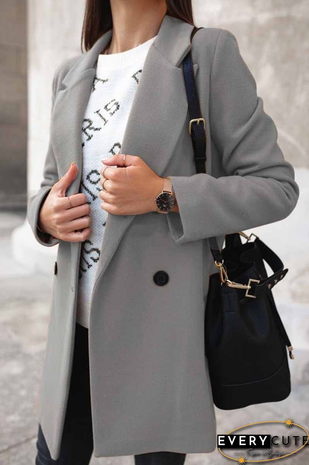 Solid Color Loose Suit Coat