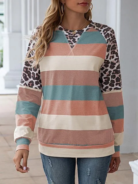 Leopard Patchwork Color Block Tops