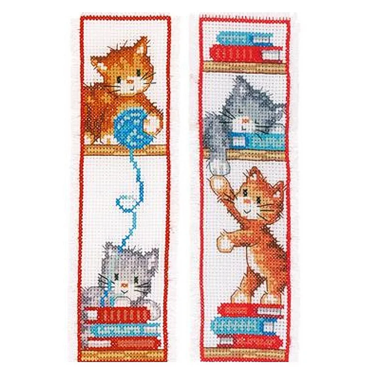 Cat 14CT 18*6CM Double Sided Counted Cross Stitch Bookmark