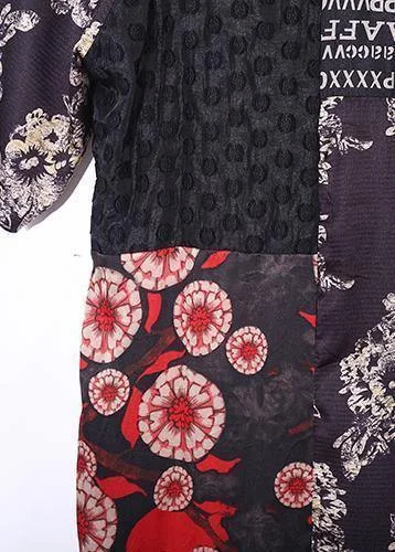 Silk red printed chest cross fashion letter dress plus size loose women's clothing