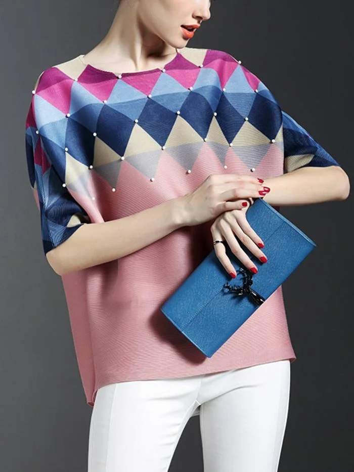 Bat Sleeve Pleated T-shirt Top