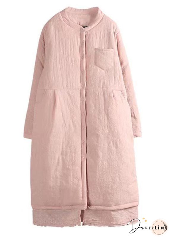 Handmade Pink Pockets Patchwork Fine Cotton Filled Coats Winter